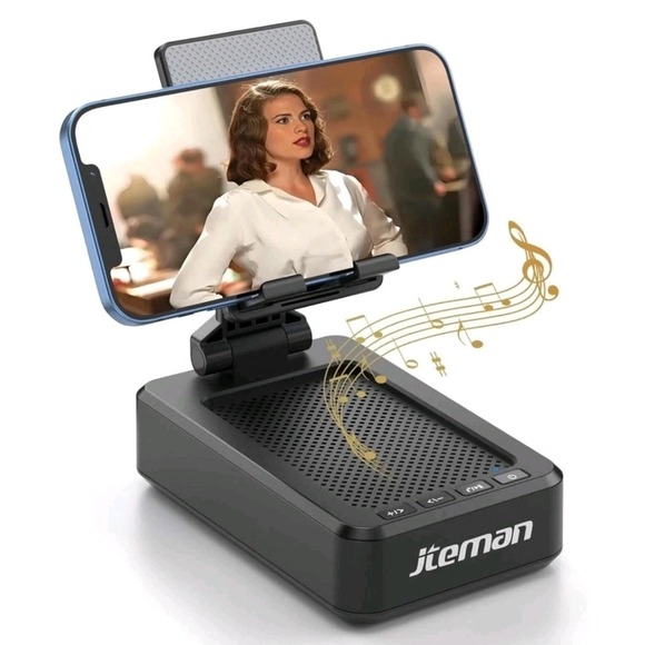 JTEMAN  Phone Stand with Bluetooth Speaker Black *NIB* Rechargeable - Picture 1 of 4
